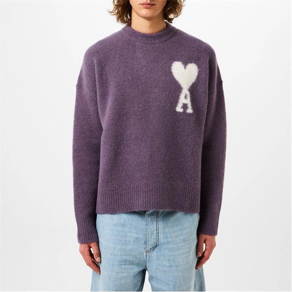 AMI Paris Ami De Coeur Crew Neck Sweater - Purple